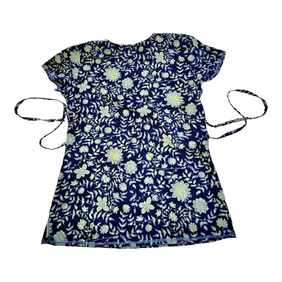 Healing Hands V Neck Cotton Scrub Top 2 Pocket Blue Green Women's S Nursing Vet - Picture 2 of 6